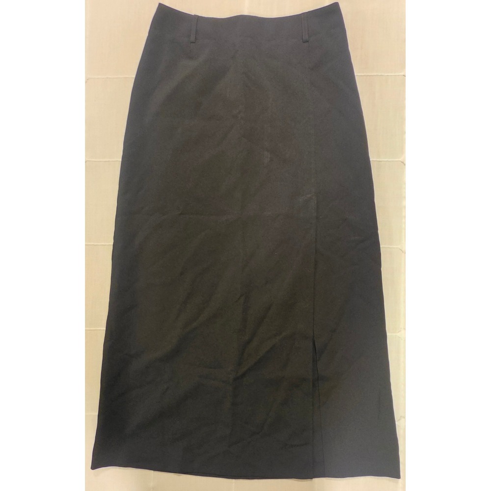 New York & Company Black City Stretch Maxi Skirt Side Slit Professional Size 8